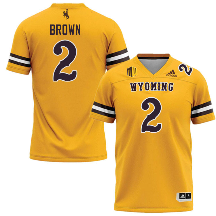 #2 Wrook Brown Wyoming Cowboys Jersey College Football Uniforms,Gears,Jerseys-Gold